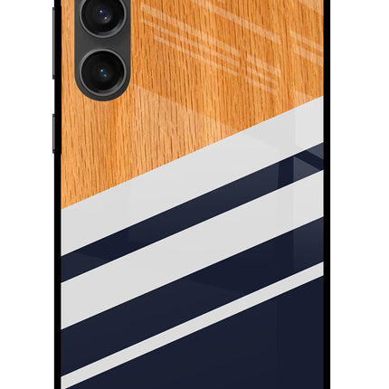 Blue and white wooden Samsung S23 FE 5G Glass Case Back Cover by Casekaro