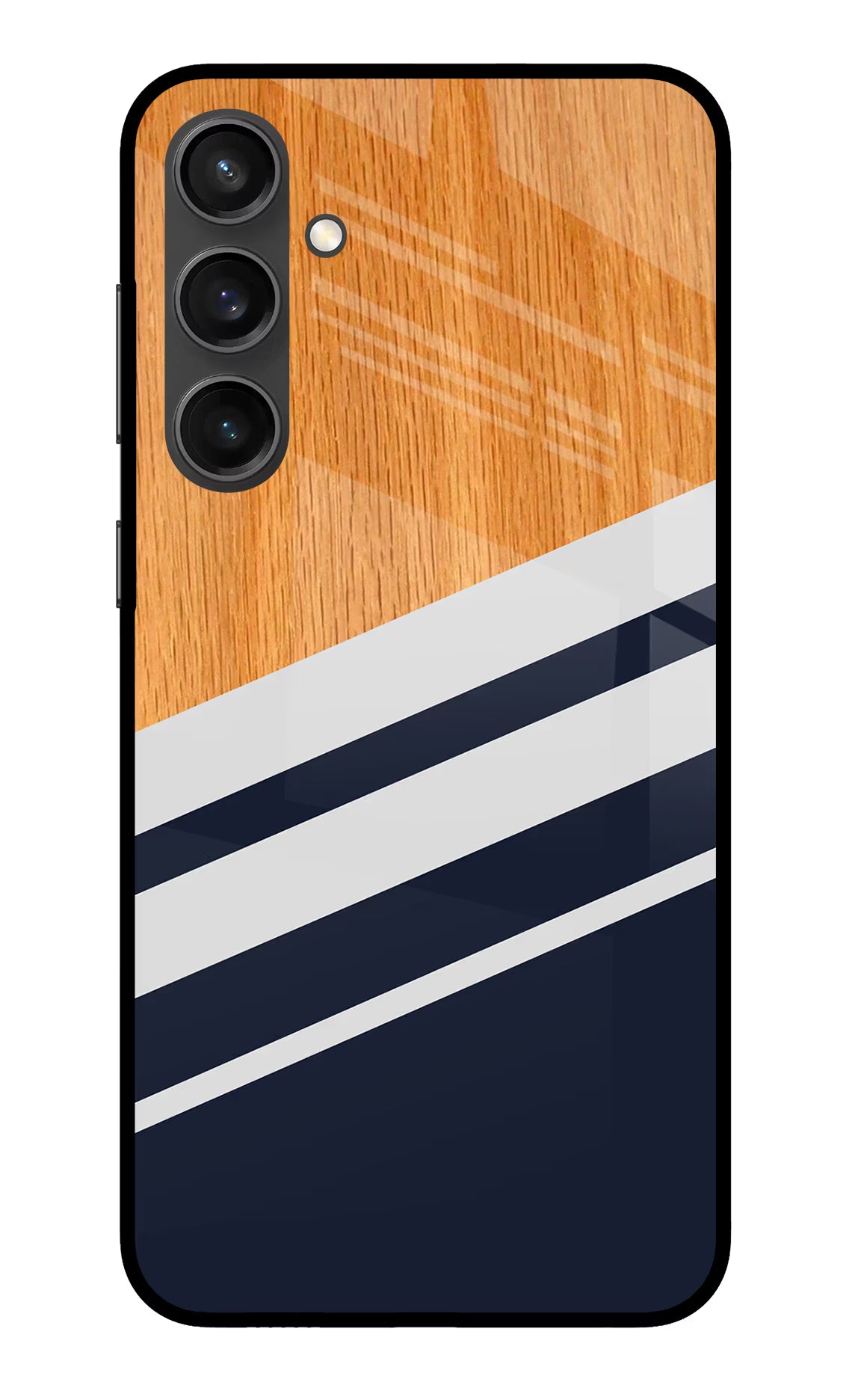 Blue and white wooden Samsung S23 FE 5G Glass Case Back Cover by Casekaro
