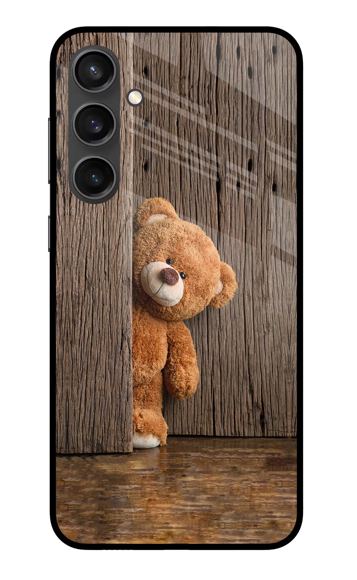 Teddy Wooden Samsung S23 FE 5G Glass Case Back Cover by Casekaro