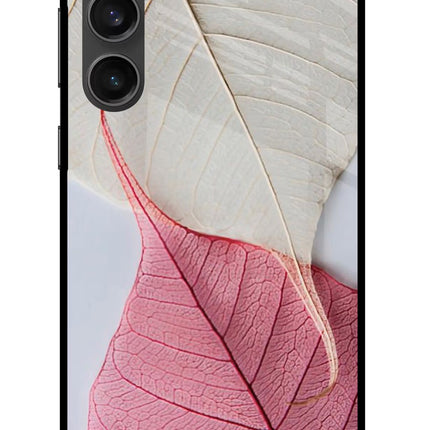 White Pink Leaf Samsung S23 FE 5G Glass Case Back Cover by Casekaro