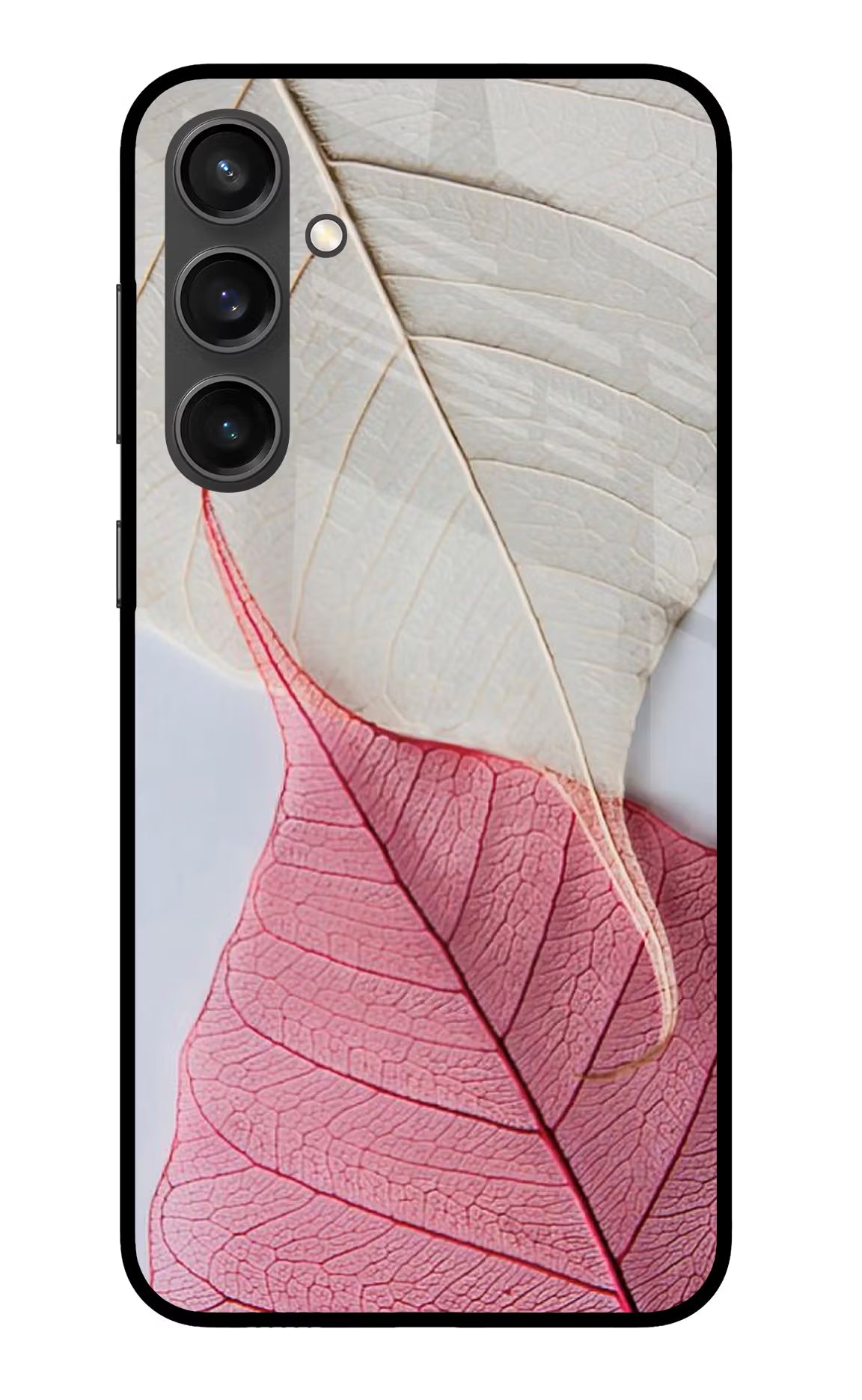 White Pink Leaf Samsung S23 FE 5G Glass Case Back Cover by Casekaro