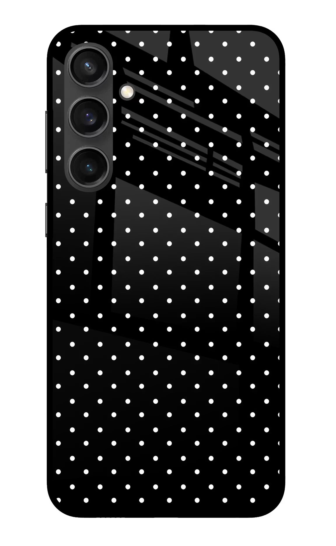 White Dots Samsung S23 FE 5G Glass Case Back Cover by Casekaro