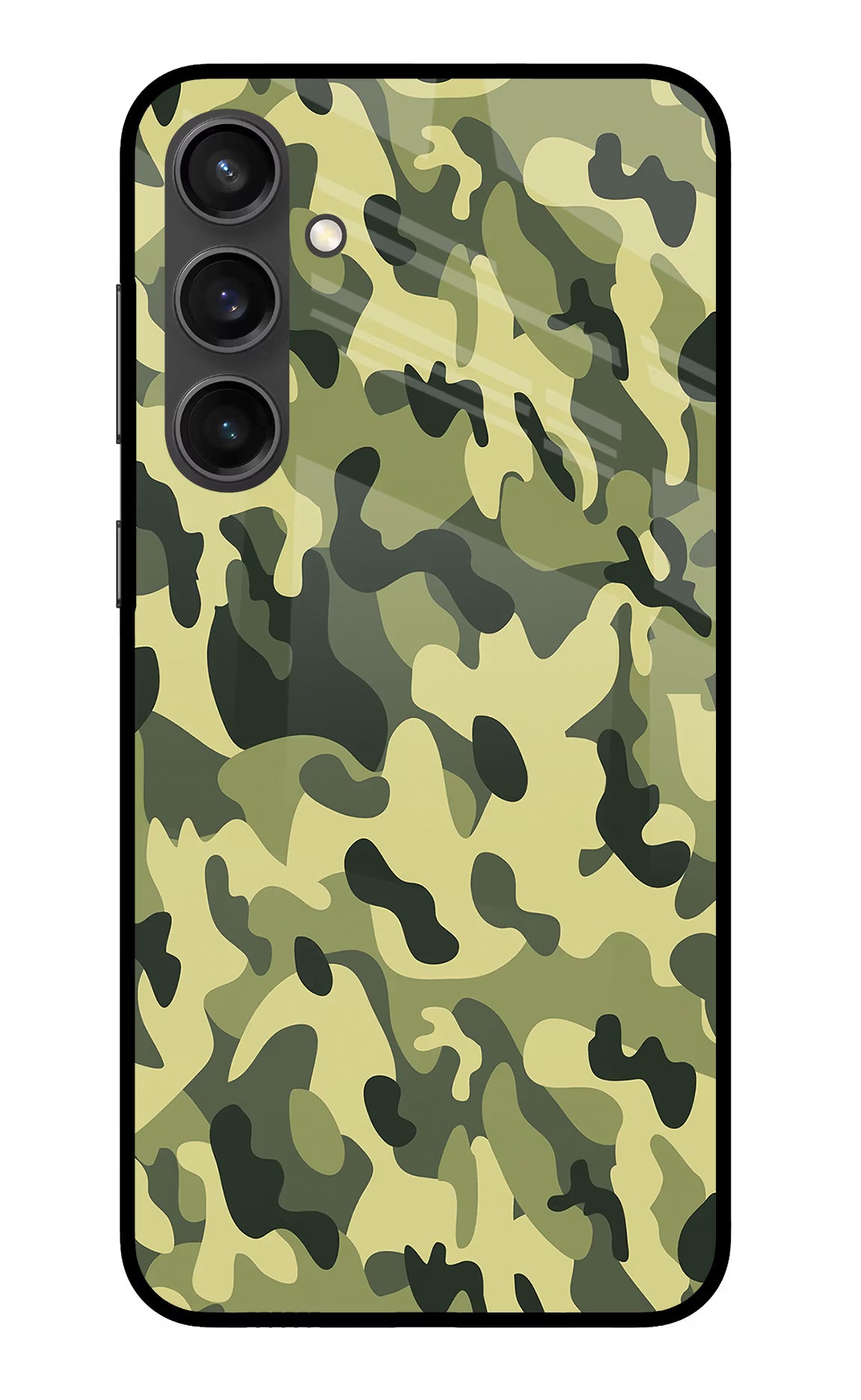 Camouflage Samsung S23 FE 5G Glass Case Back Cover by Casekaro