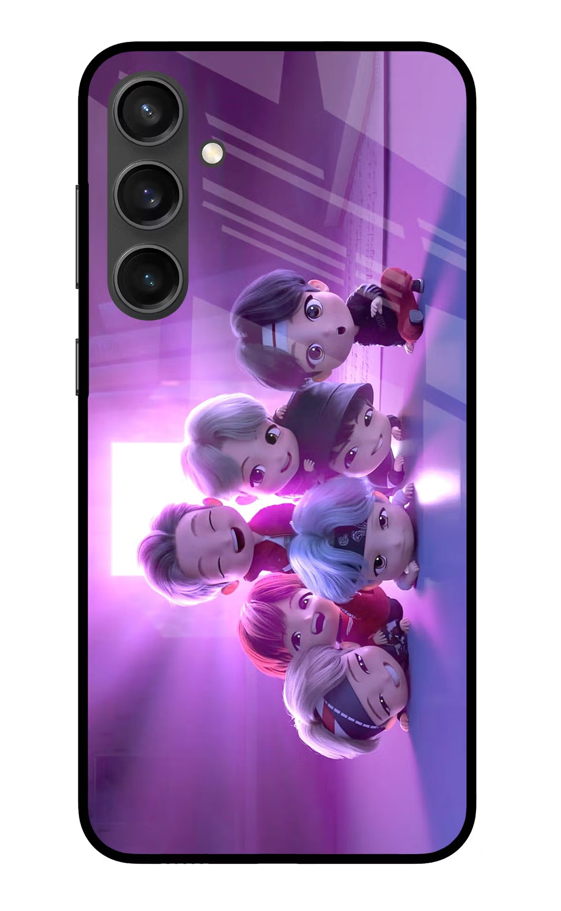 BTS Chibi Samsung S23 FE 5G Glass Case Back Cover by Casekaro