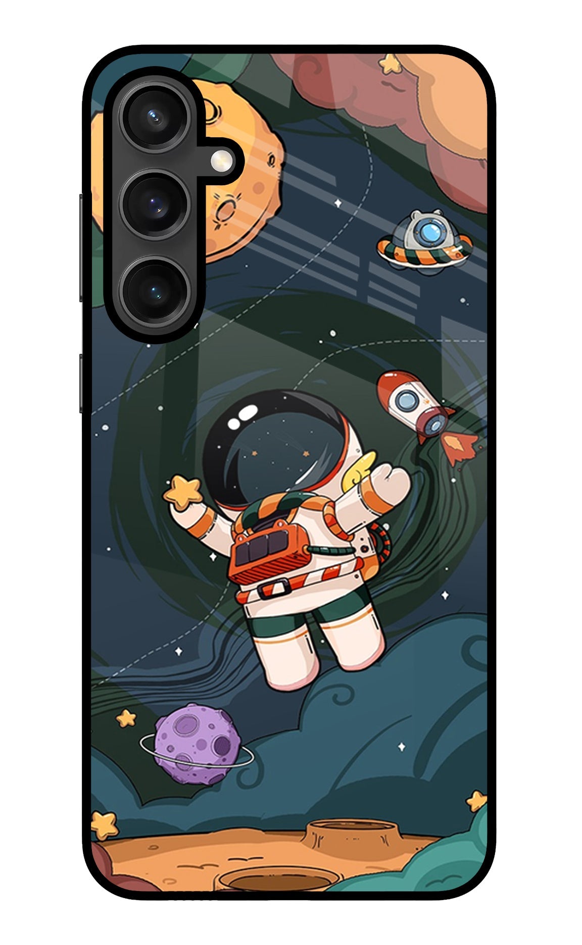 Cartoon Astronaut Samsung S23 FE 5G Glass Case