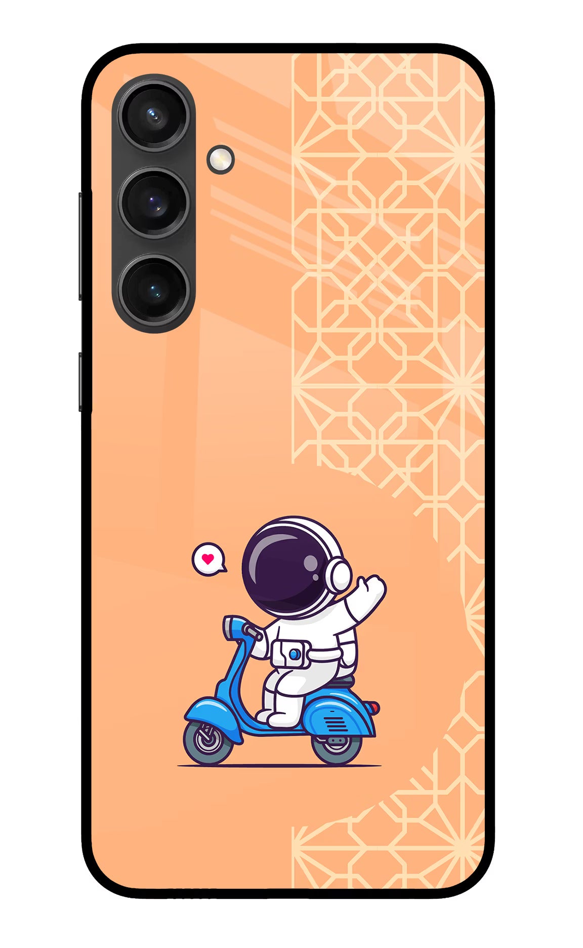 Cute Astronaut Riding Samsung S23 FE 5G Glass Case Back Cover by Casekaro