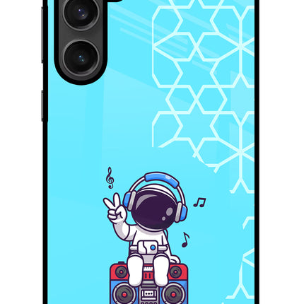 Cute Astronaut Chilling Samsung S23 FE 5G Glass Case