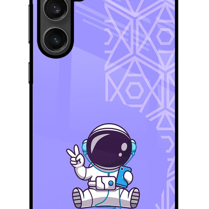 Cute Astronaut Chilling Samsung S23 FE 5G Glass Case