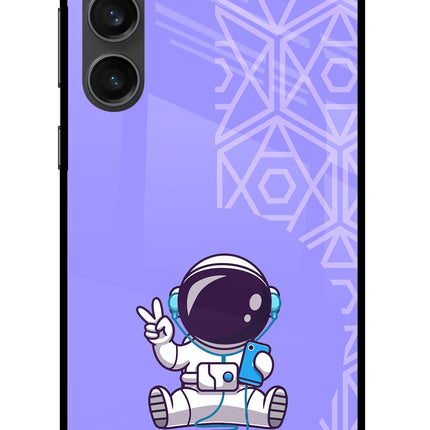 Cute Astronaut Chilling Samsung S23 FE 5G Glass Case Back Cover by Casekaro