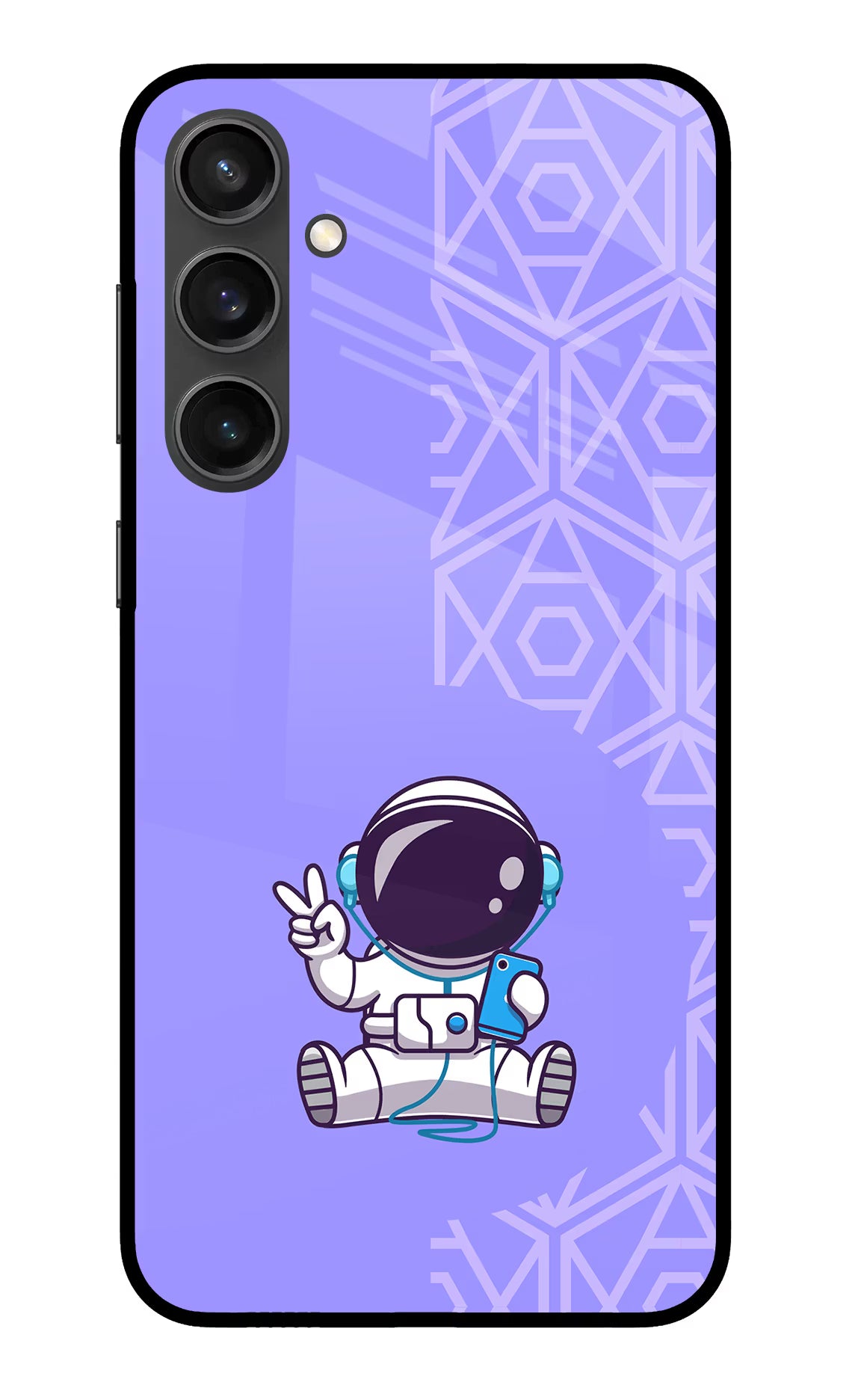 Cute Astronaut Chilling Samsung S23 FE 5G Glass Case Back Cover by Casekaro