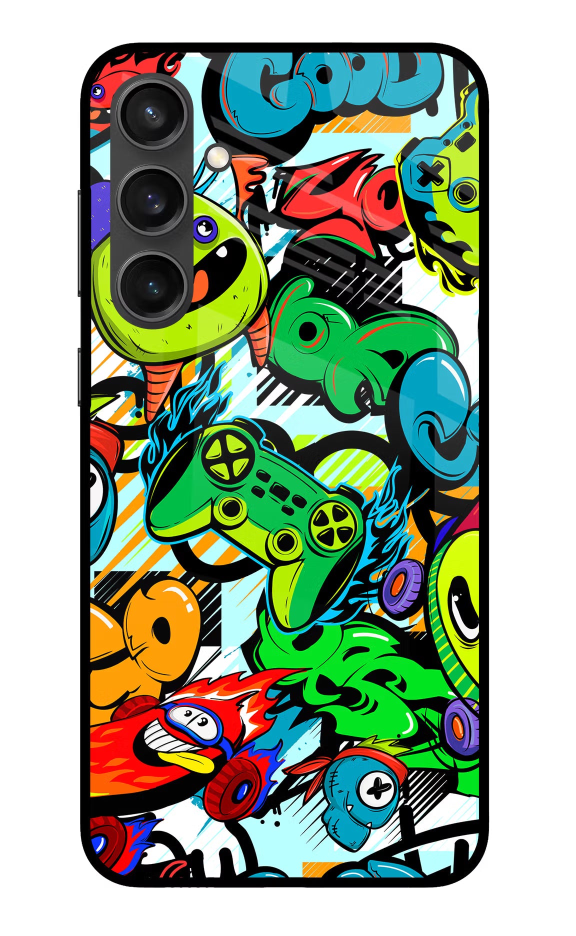 Game Doodle Samsung S23 FE 5G Glass Case Back Cover by Casekaro