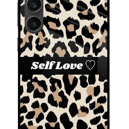 Leopard Print Self Love Samsung S23 FE 5G Glass Case Back Cover by Casekaro