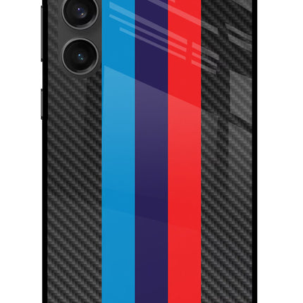 BMW Stripes Pattern Samsung S23 FE 5G Glass Case Back Cover by Casekaro