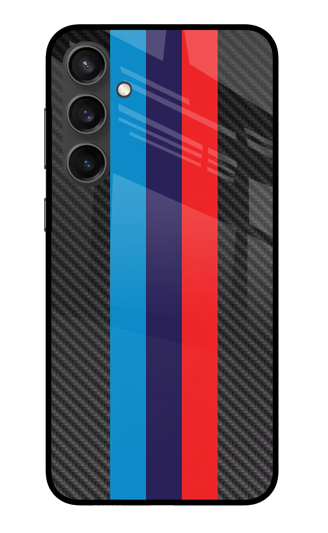 BMW Stripes Pattern Samsung S23 FE 5G Glass Case Back Cover by Casekaro