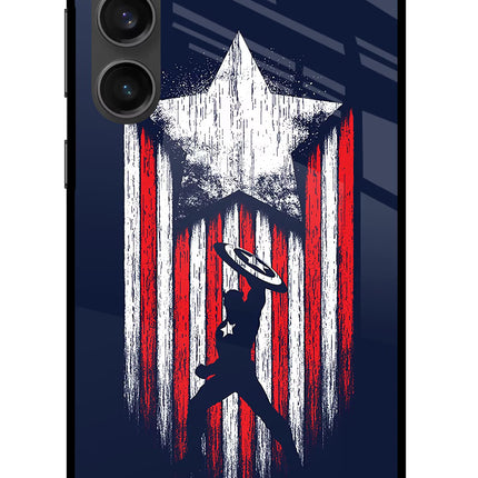 Captain America Marvel Art Samsung S23 FE 5G Glass Case Back Cover by Casekaro
