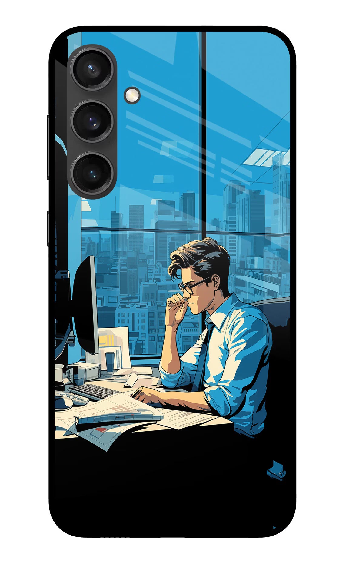 Focused Hustler (AI Generated) Samsung S23 FE 5G Glass Case Back Cover by Casekaro