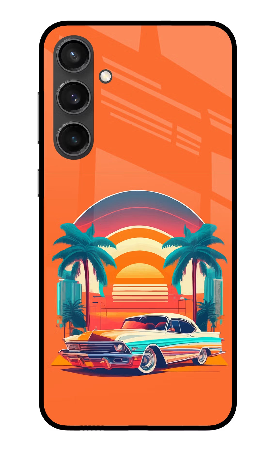 Palm Drive 80s Samsung S23 FE 5G Glass Case Back Cover by Casekaro