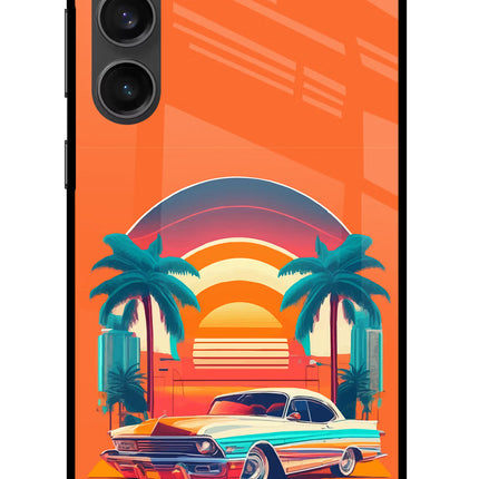 Palm Drive 80s Samsung S23 FE 5G Glass Case Back Cover by Casekaro