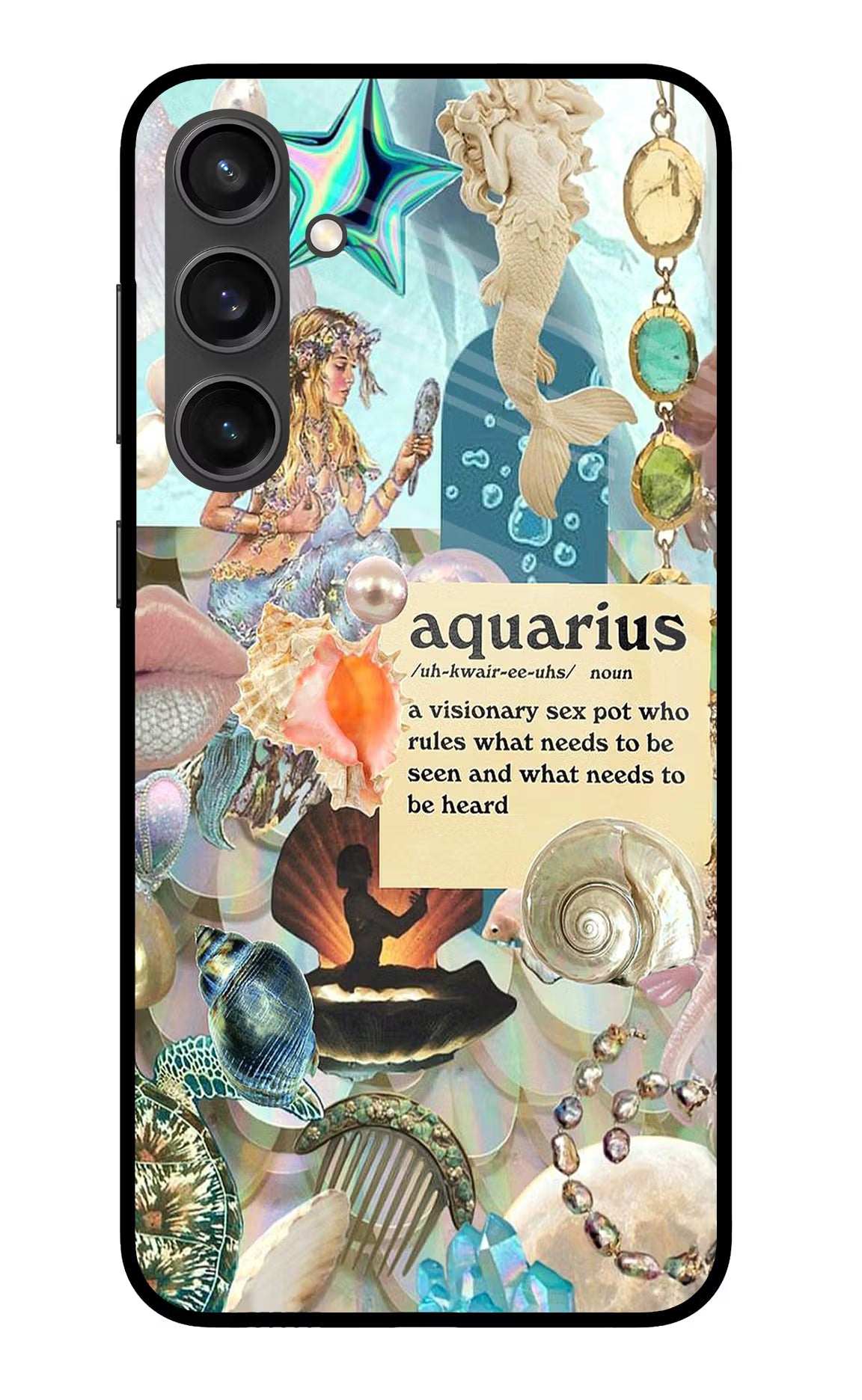 Aquarius Zodiac Samsung S23 FE 5G Glass Case Back Cover by Casekaro