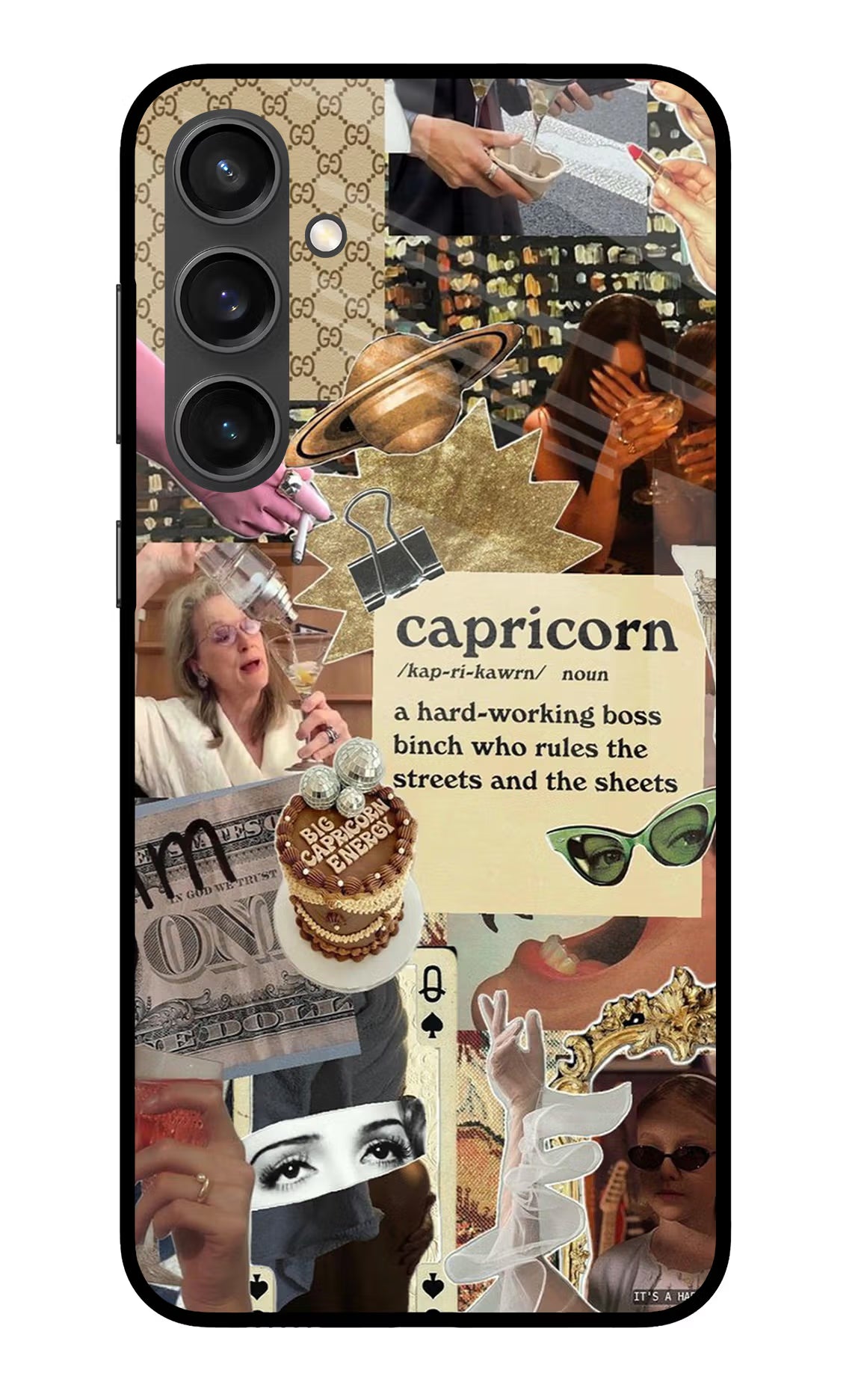 Capricorn Zodiac Samsung S23 FE 5G Glass Case Back Cover by Casekaro