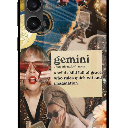 Gemini Zodiac Samsung S23 FE 5G Glass Case Back Cover by Casekaro