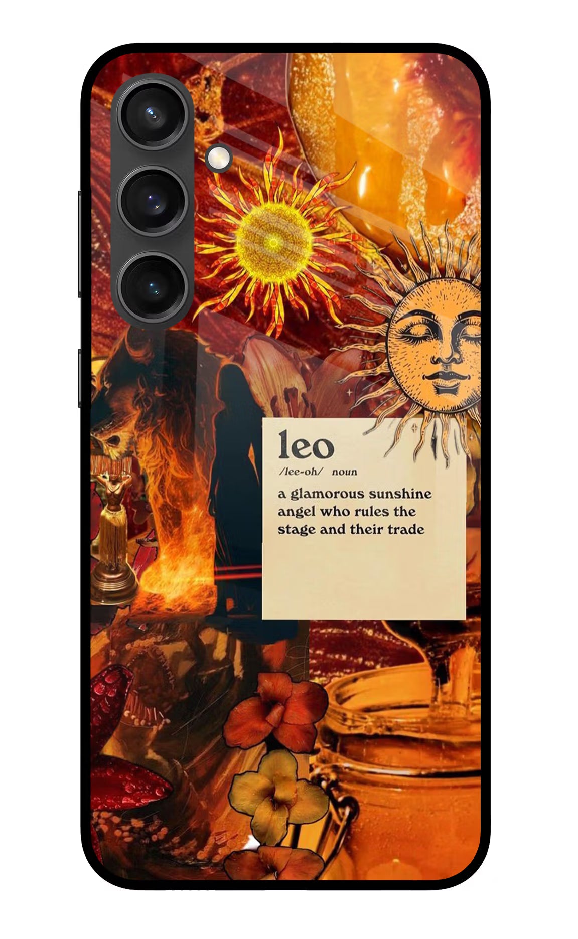 Leo Zodiac Samsung S23 FE 5G Glass Case Back Cover by Casekaro