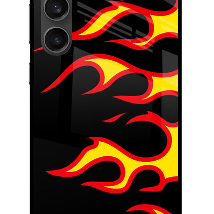 Side Sweep Flames Samsung S23 FE 5G Glass Case Back Cover by Casekaro