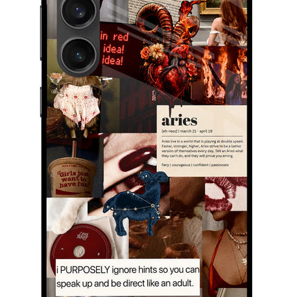 Zodiac Aries Samsung S23 FE 5G Glass Case Back Cover by Casekaro