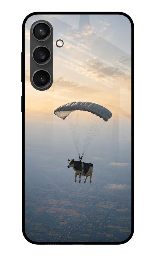 Skydiving Cow Samsung S23 FE 5G Glass Case