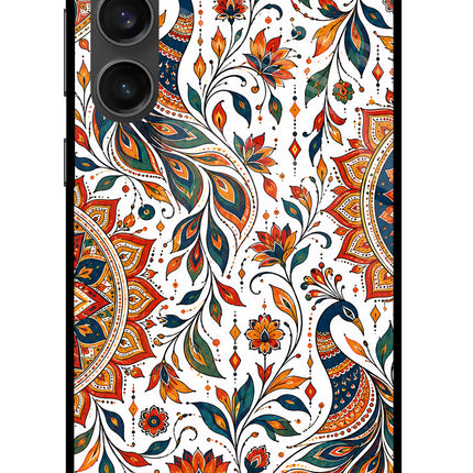 White Mayura Samsung S23 FE 5G Glass Case