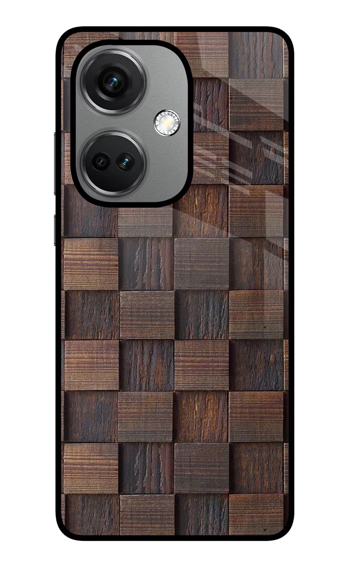 Wooden Cube Design OnePlus Nord CE 3 5G Glass Case Back Cover by Casekaro