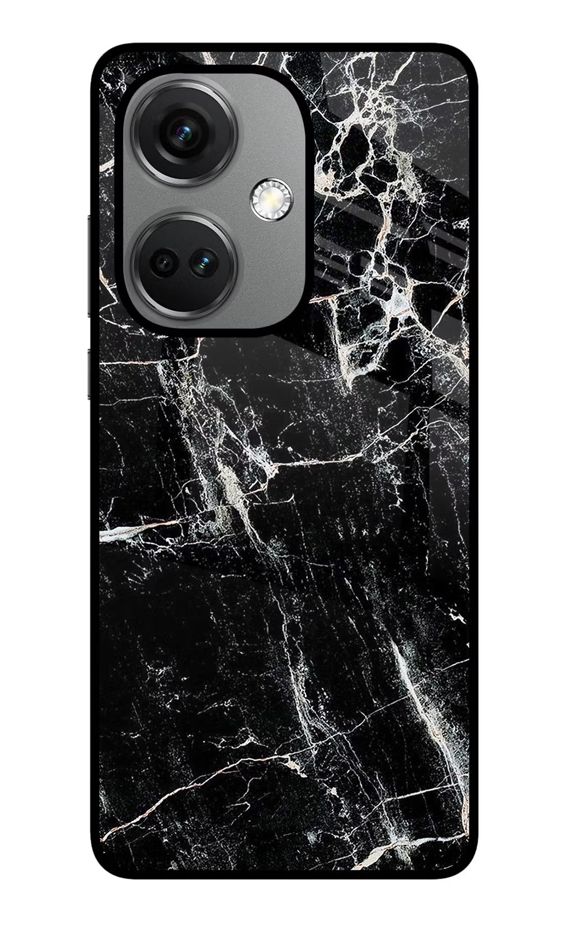 Black Marble Texture OnePlus Nord CE 3 5G Glass Case Back Cover by Casekaro
