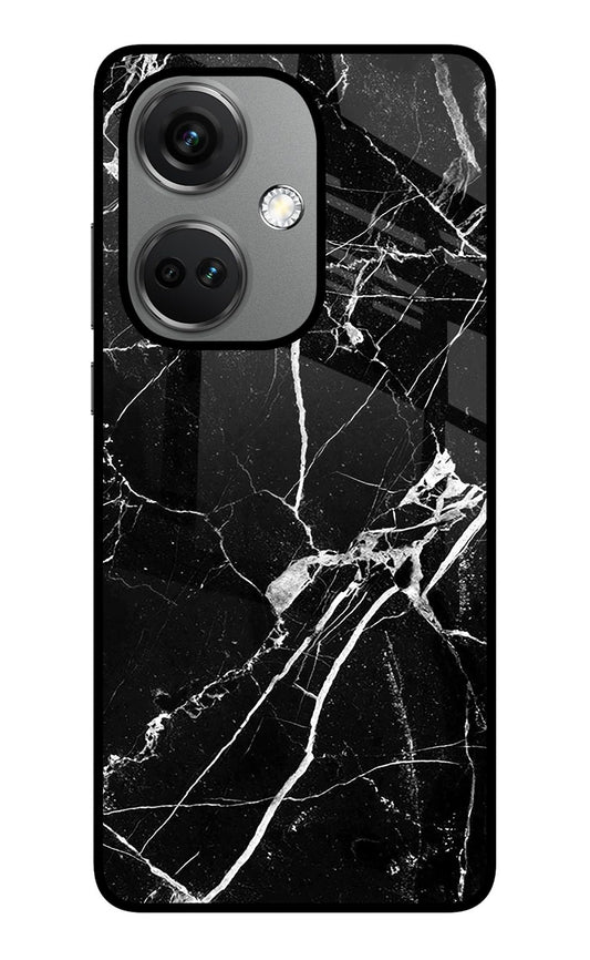 Black Marble Pattern OnePlus Nord CE 3 5G Glass Case
