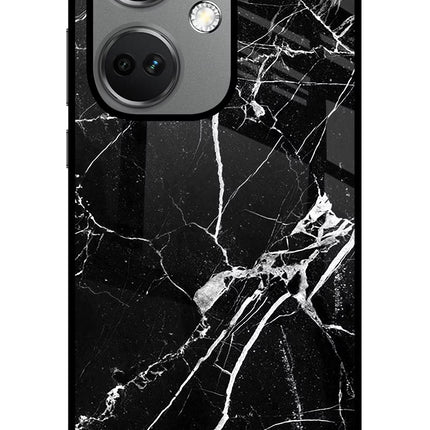 Black Marble Pattern OnePlus Nord CE 3 5G Glass Case