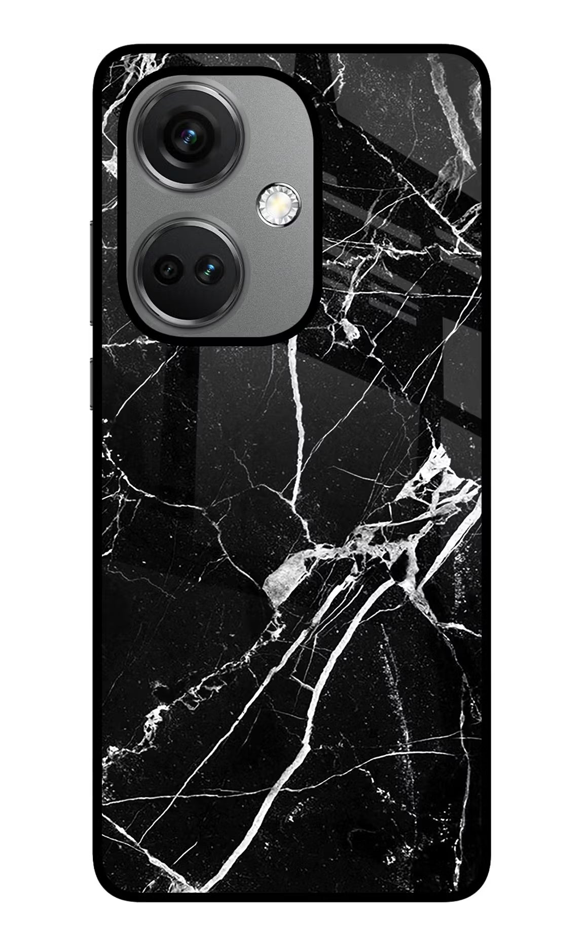 Black Marble Pattern OnePlus Nord CE 3 5G Glass Case Back Cover by Casekaro