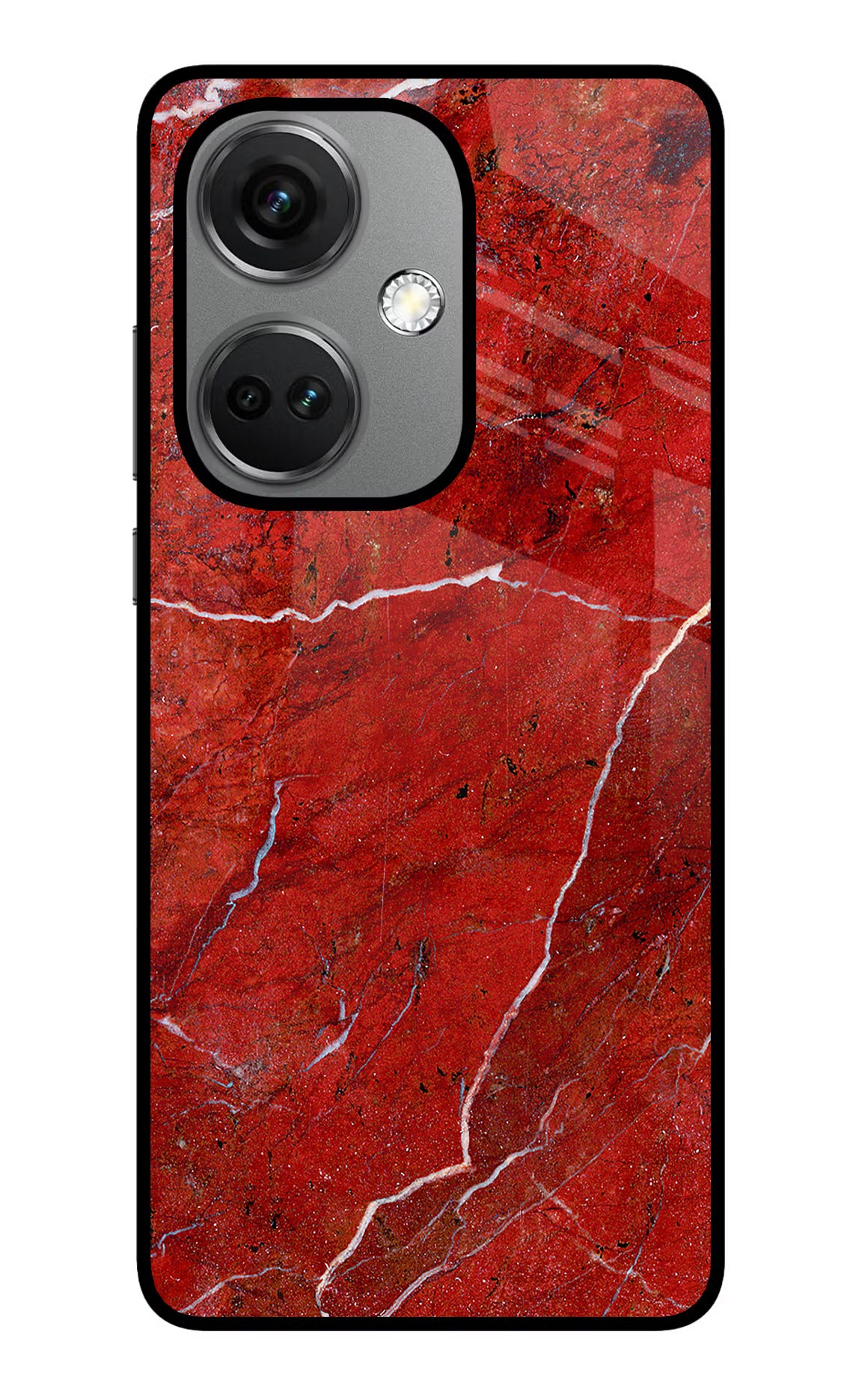 Red Marble Design OnePlus Nord CE 3 5G Glass Case Back Cover by Casekaro