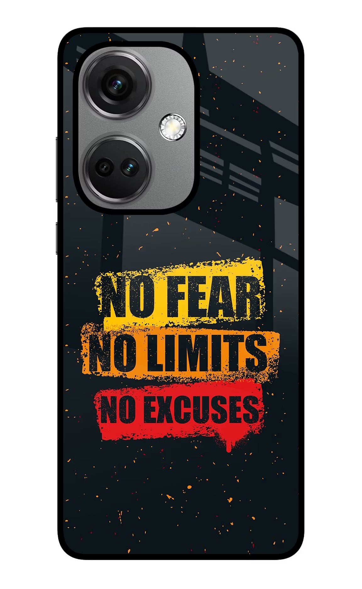 No Fear No Limits No Excuse OnePlus Nord CE 3 5G Glass Case Back Cover by Casekaro