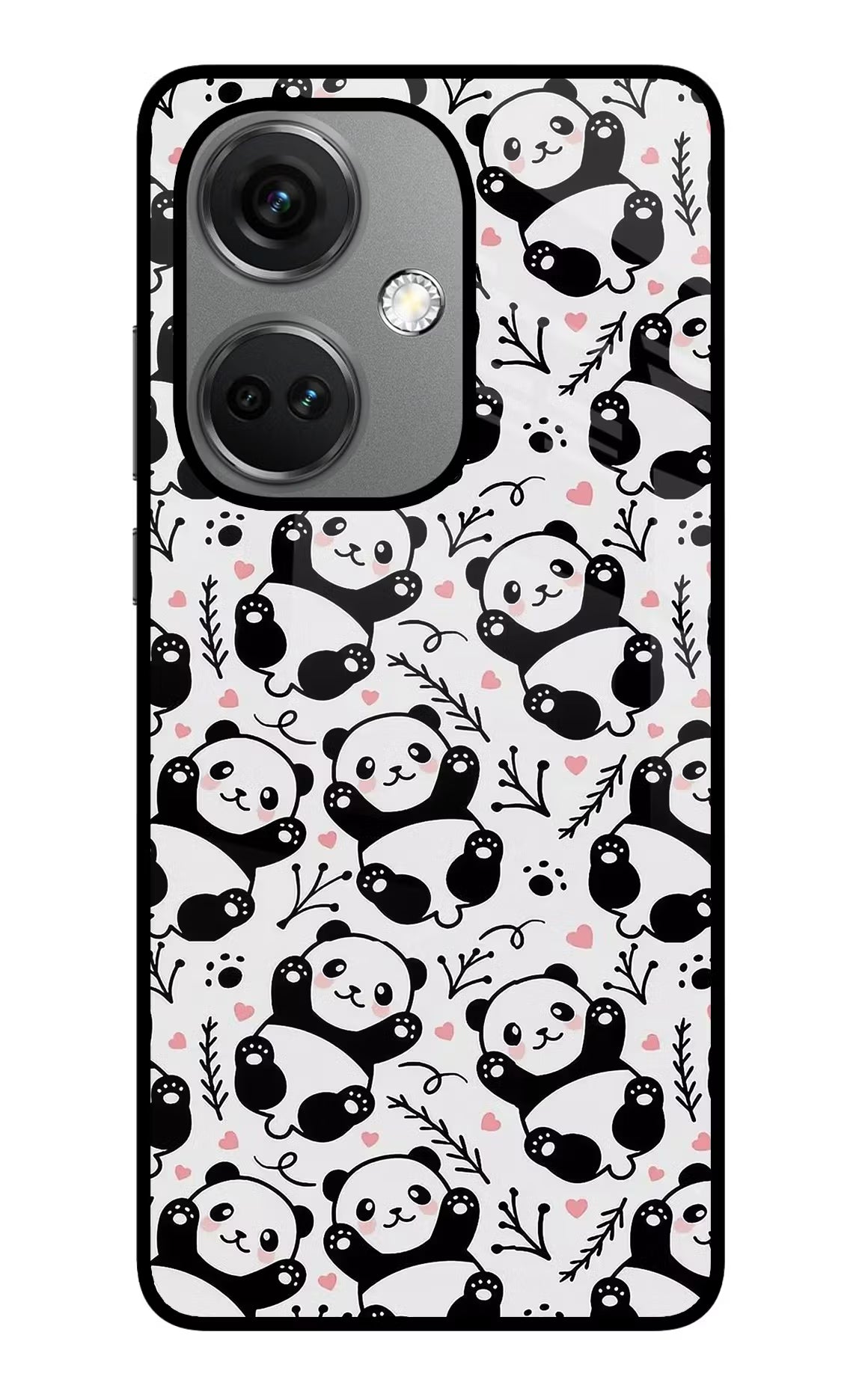 Cute Panda OnePlus Nord CE 3 5G Glass Case Back Cover by Casekaro