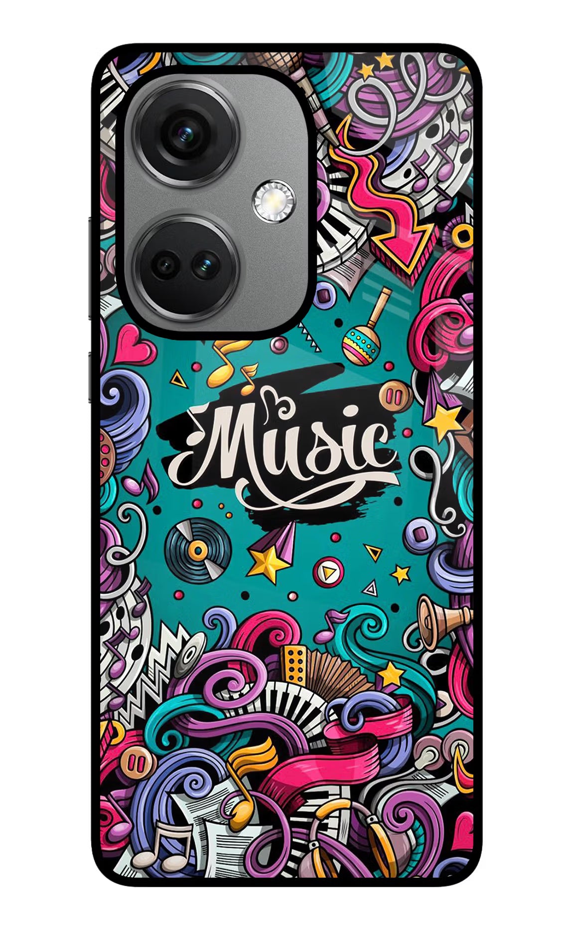 Music Graffiti OnePlus Nord CE 3 5G Glass Case Back Cover by Casekaro