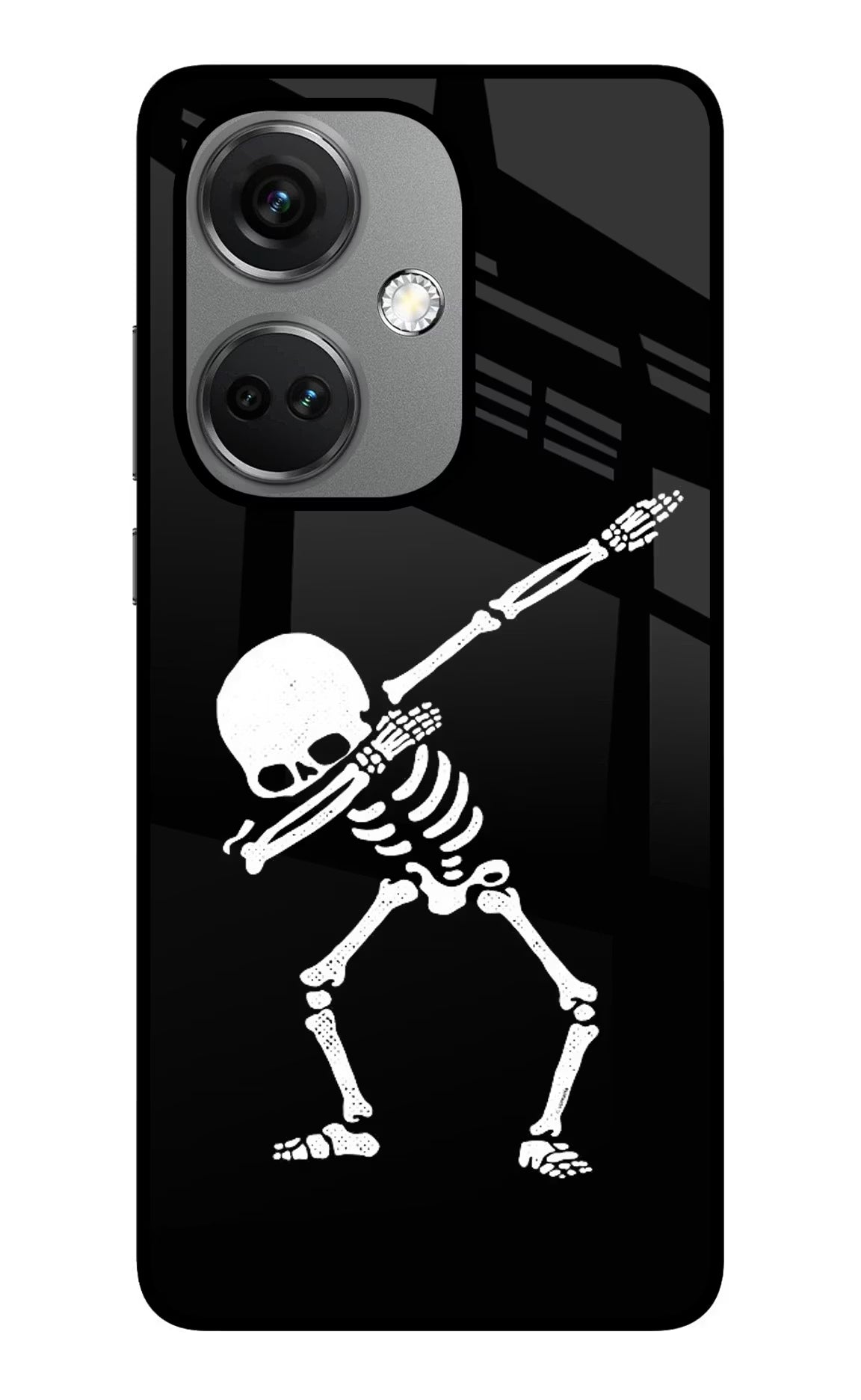 Dabbing Skeleton Art OnePlus Nord CE 3 5G Glass Case Back Cover by Casekaro