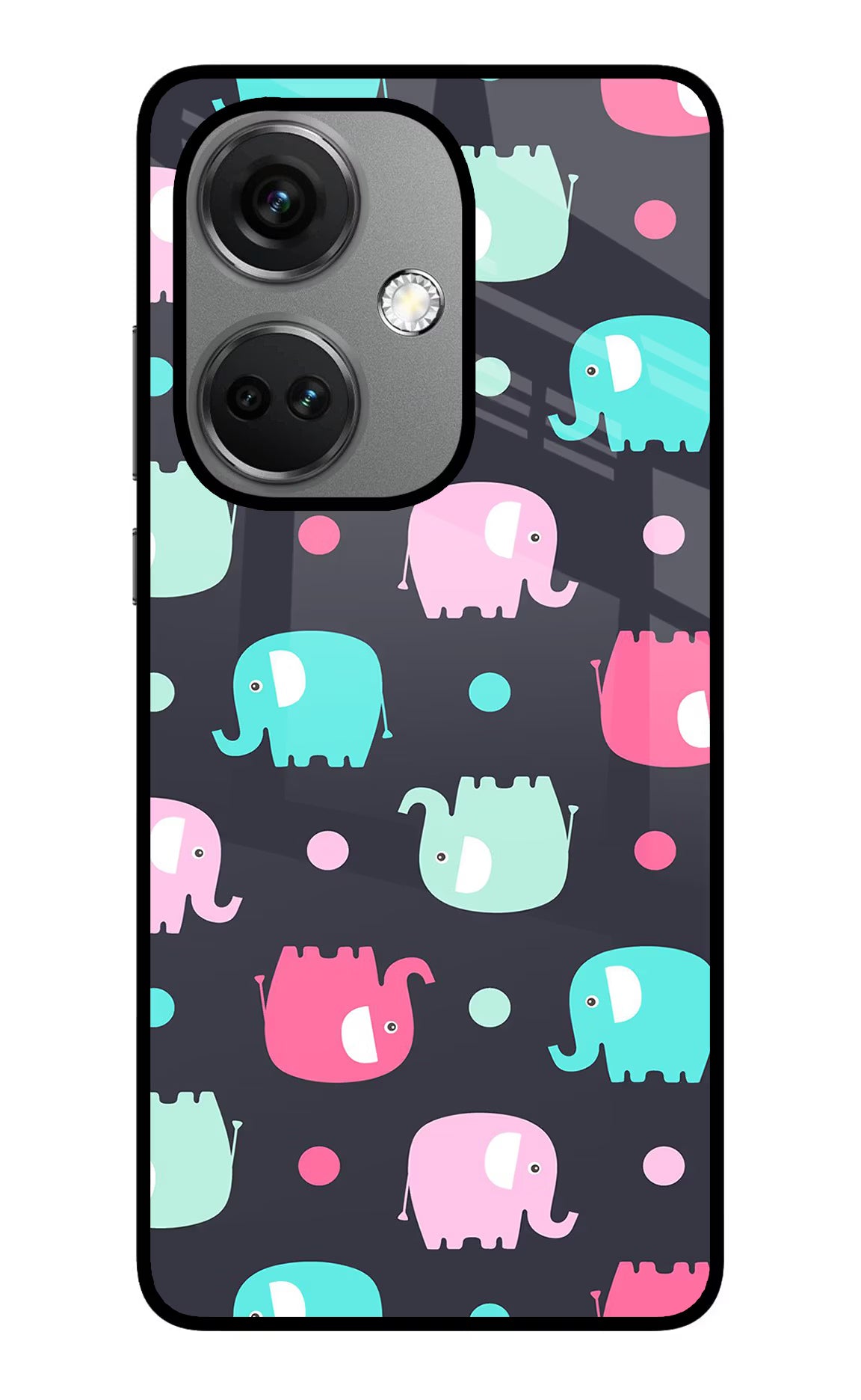 Elephants OnePlus Nord CE 3 5G Glass Case Back Cover by Casekaro
