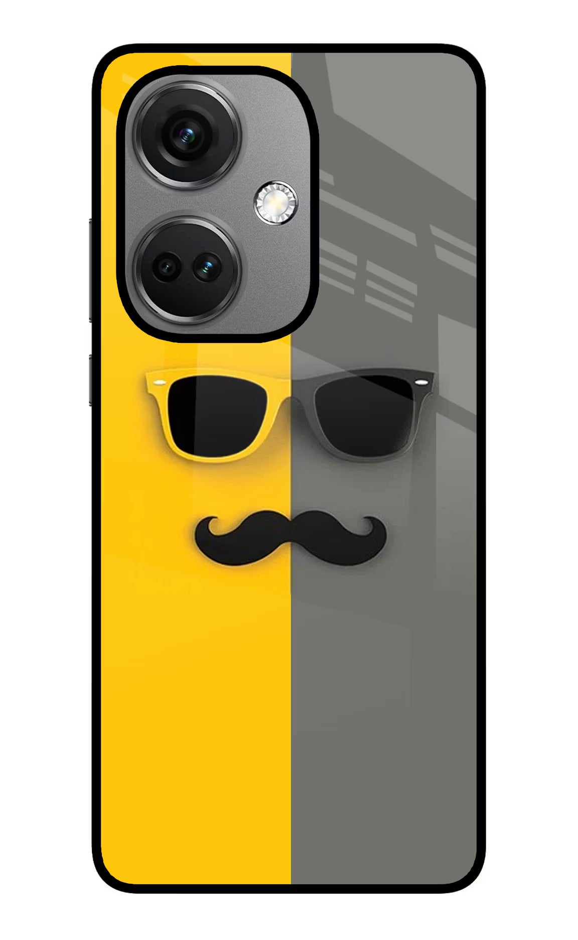 Sunglasses with Mustache OnePlus Nord CE 3 5G Glass Case Back Cover by Casekaro