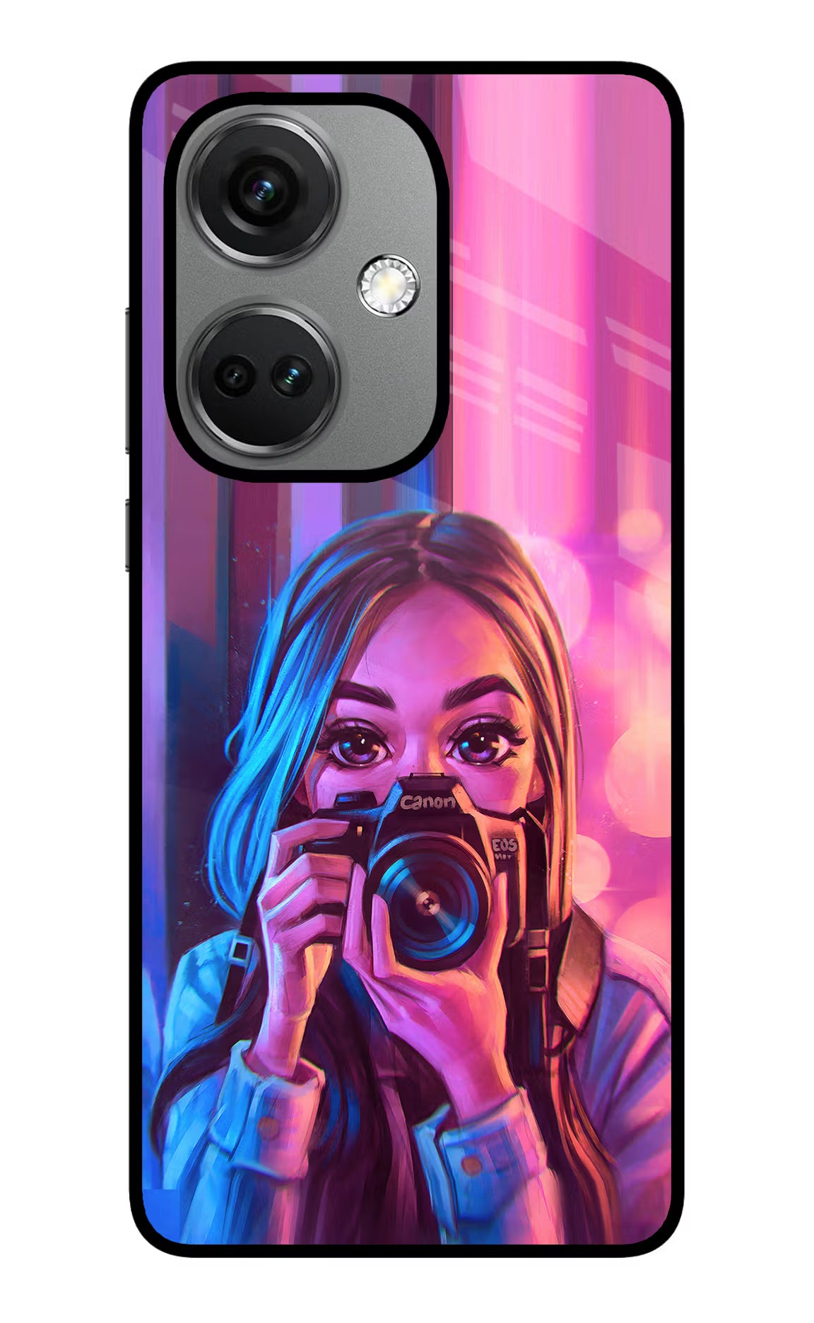 Girl Photographer OnePlus Nord CE 3 5G Glass Case Back Cover by Casekaro