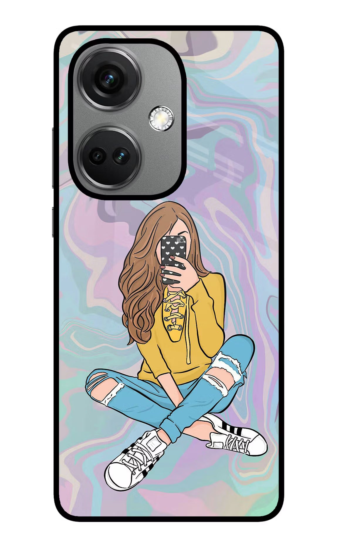 Selfie Girl OnePlus Nord CE 3 5G Glass Case Back Cover by Casekaro