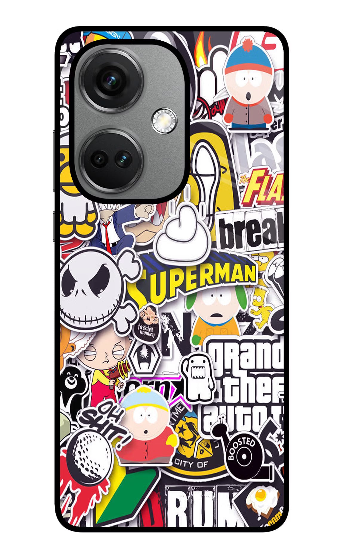 Sticker Bomb OnePlus Nord CE 3 5G Glass Case Back Cover by Casekaro