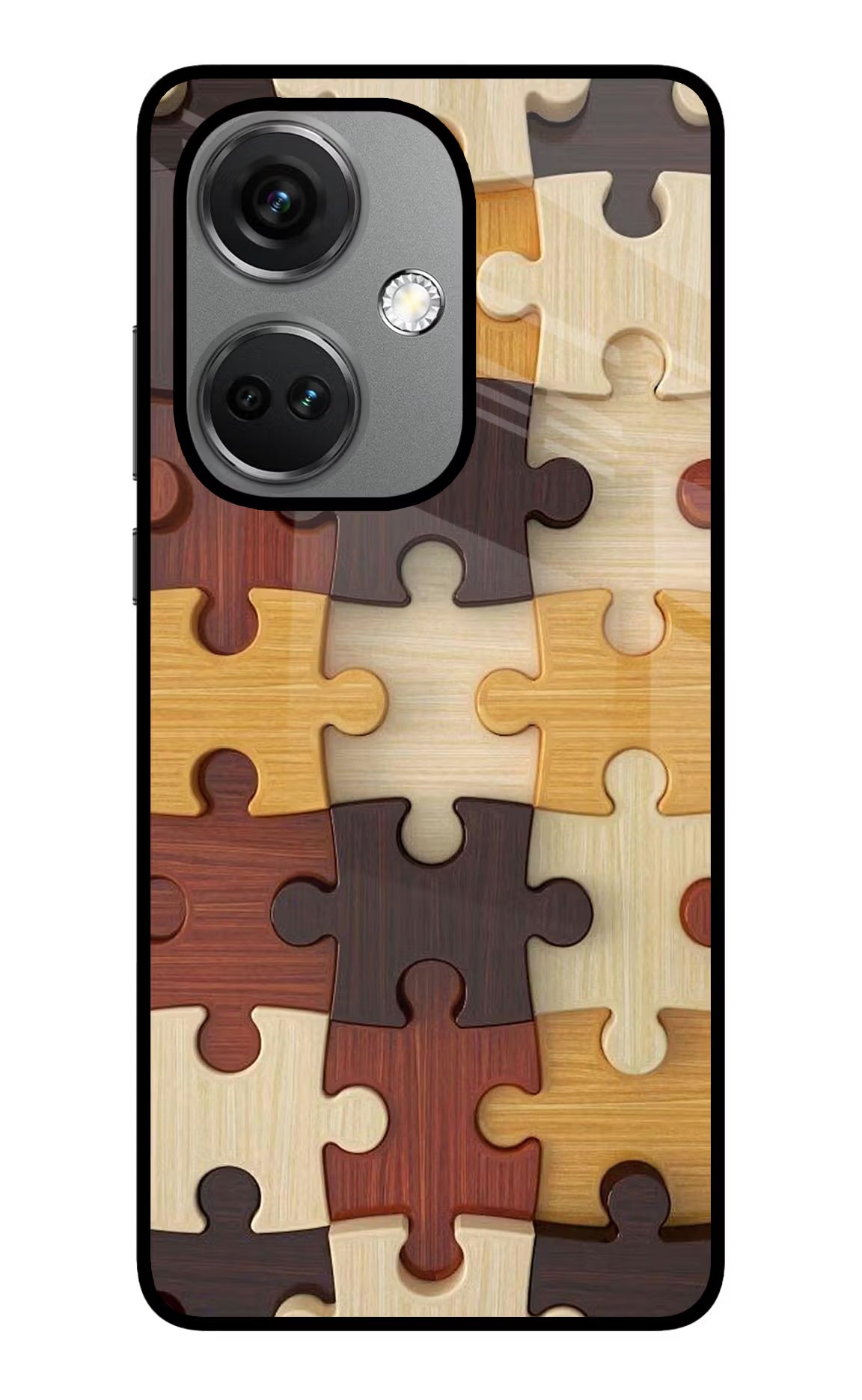 Wooden Puzzle OnePlus Nord CE 3 5G Glass Case Back Cover by Casekaro