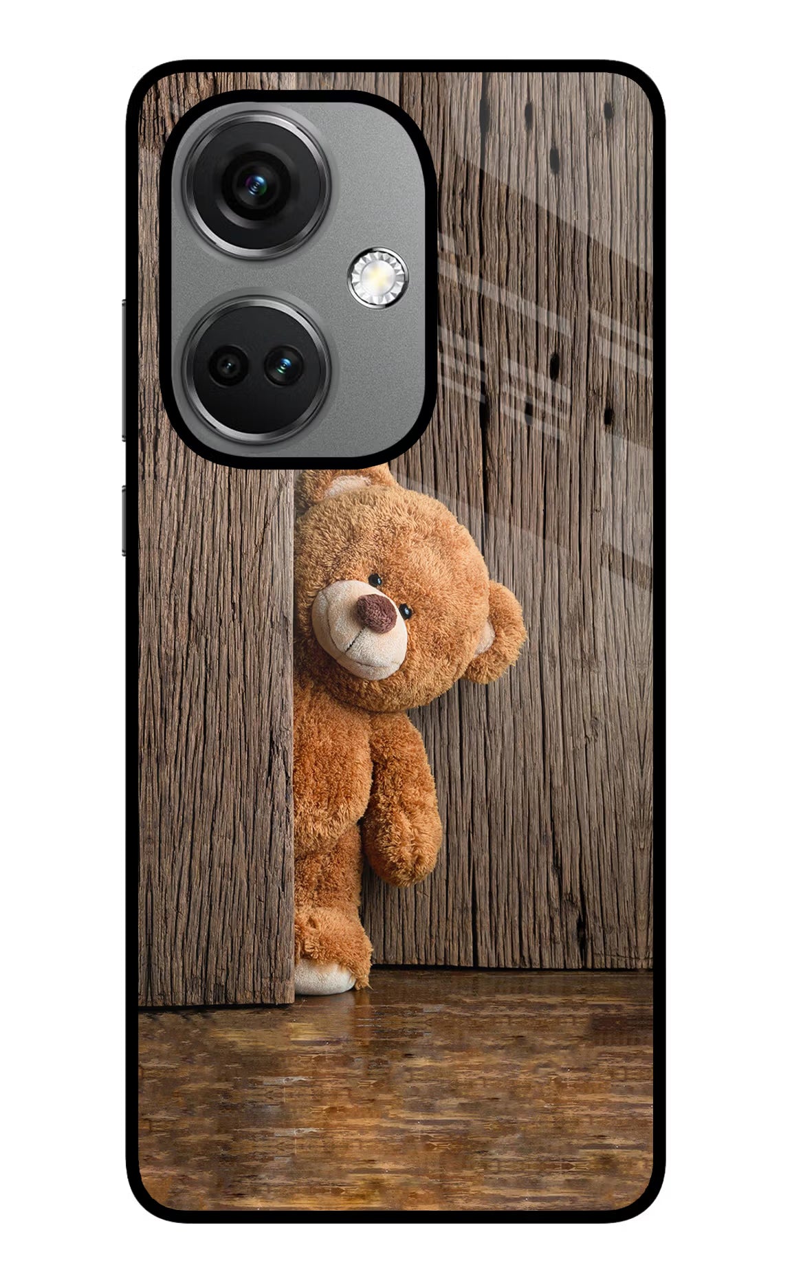 Teddy Wooden OnePlus Nord CE 3 5G Glass Case Back Cover by Casekaro