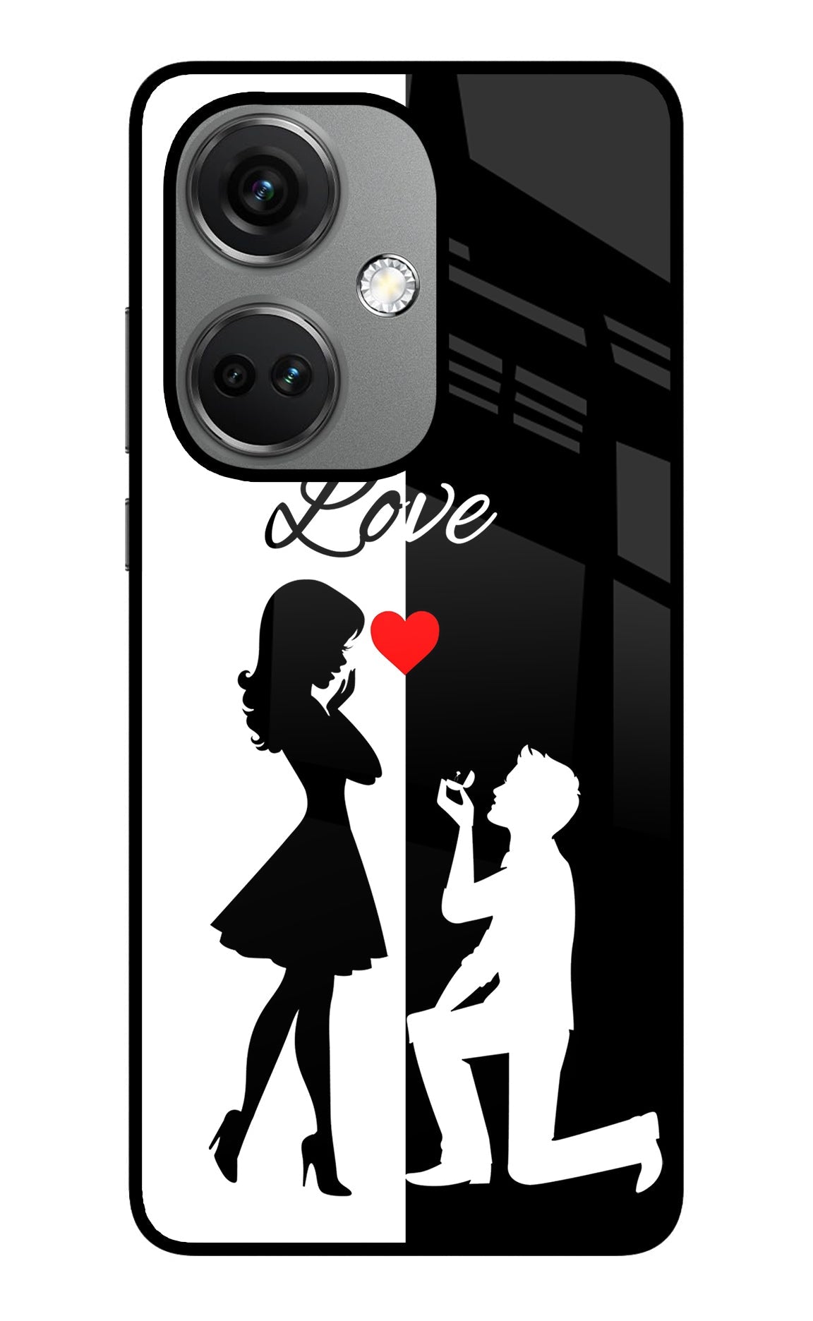 Love Propose Black And White OnePlus Nord CE 3 5G Glass Case