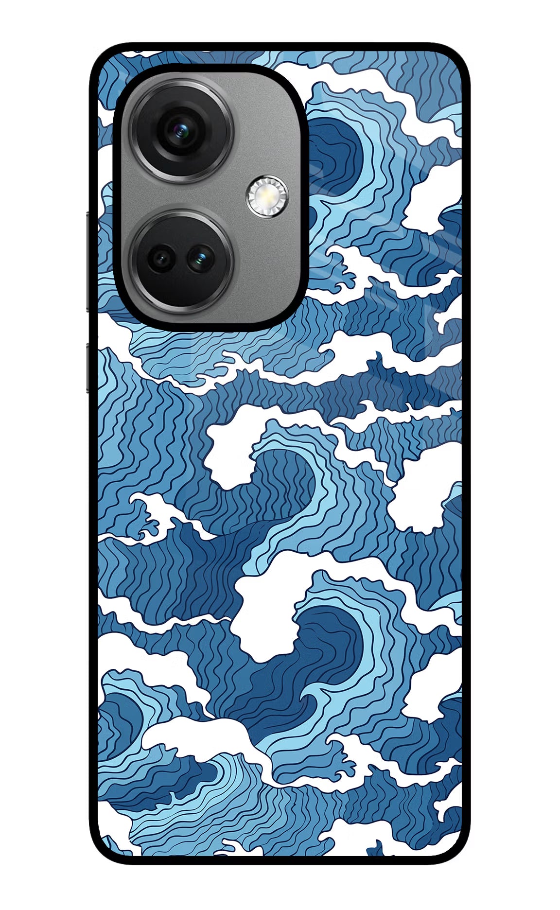 Blue Waves OnePlus Nord CE 3 5G Glass Case Back Cover by Casekaro