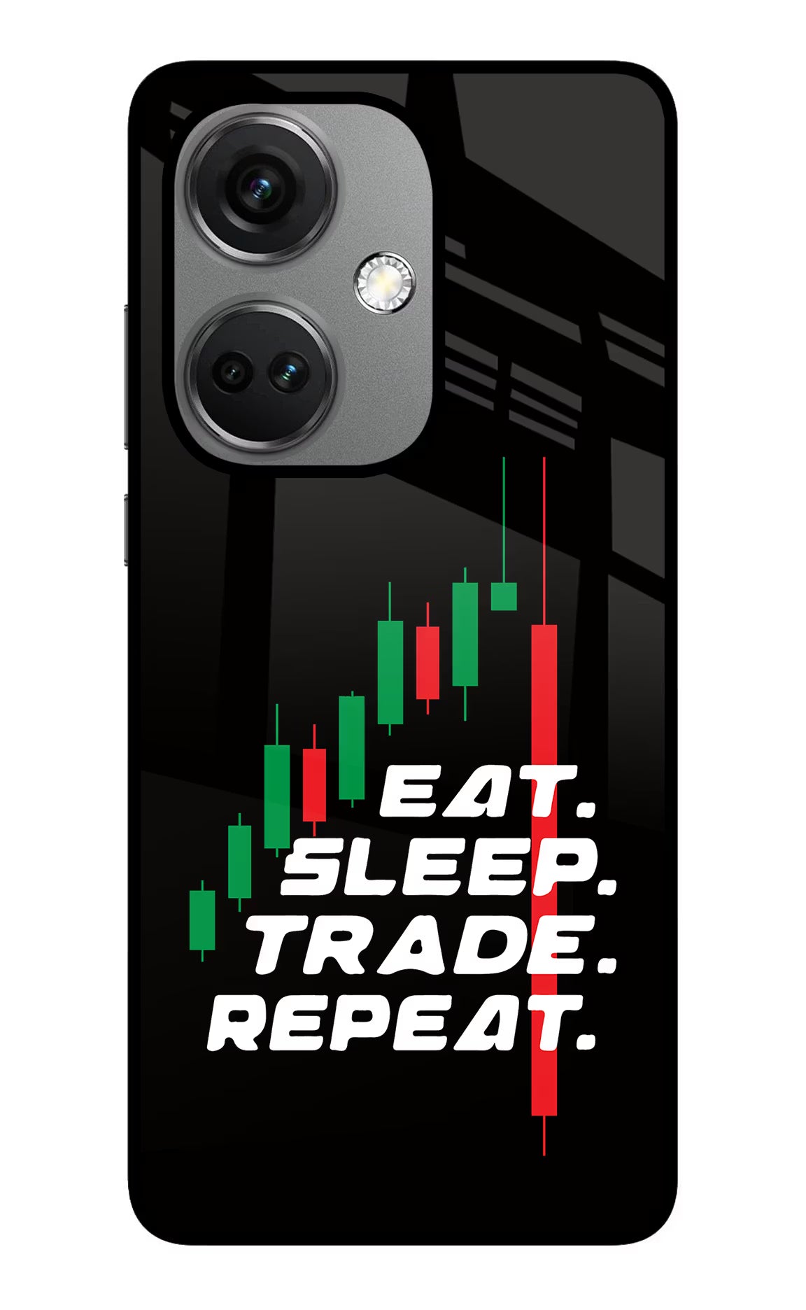 Eat Sleep Trade Repeat OnePlus Nord CE 3 5G Glass Case Back Cover by Casekaro
